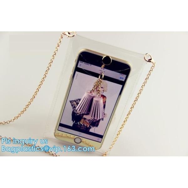 phone purse with cash holder phone case wallet with wrist coin purse, wallet with cell phone pocket, Clear PVC/Vinyl sho