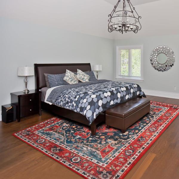 Bohemian Style Floral Print Living Bedroom Rug with Non-Shedding Function and Easy Care