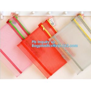 Expandable carriable a4 document bag with hanger, PVC EVA mesh pouch a4 b4 size