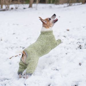 Knitted Fleece Overall Warm Dog Coats Raglan Faux Fur Backing