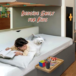 Bamboo Bedside Board Shelf With Mobile Phone Tablet Holder for Other Home