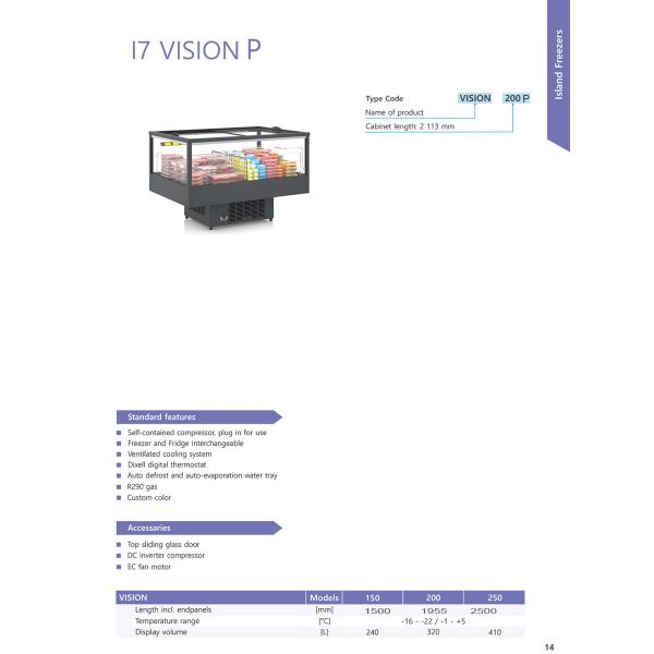 Dual Temperature Panoramic Island Freezer Open Top Switchable