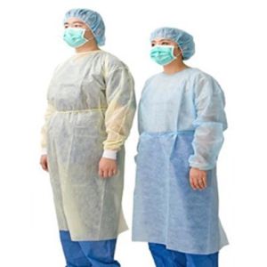 blue SMS Non Waven Material 45gsm Disposable Medical Isolation Gown