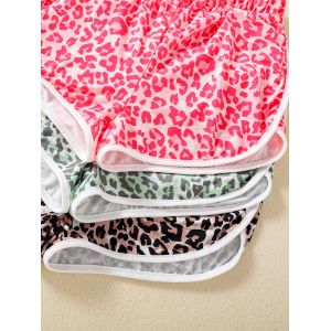 Cotton Polyester Casual Short Pants with Leopard Pattern Printing