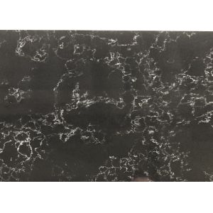 Black Carrara Artificial Quartz Stone Heat Resistance Easy To Clean