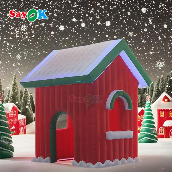 Portable Oxford Cloth LED Light Inflatable Christmas House Santa Tent