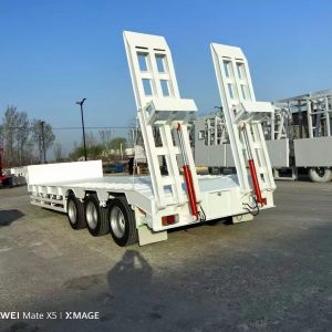 80-160 Ton 3/4 Axle Gooseneck Flatbed Lowbed Trailer with ABS Anti-lock Braking