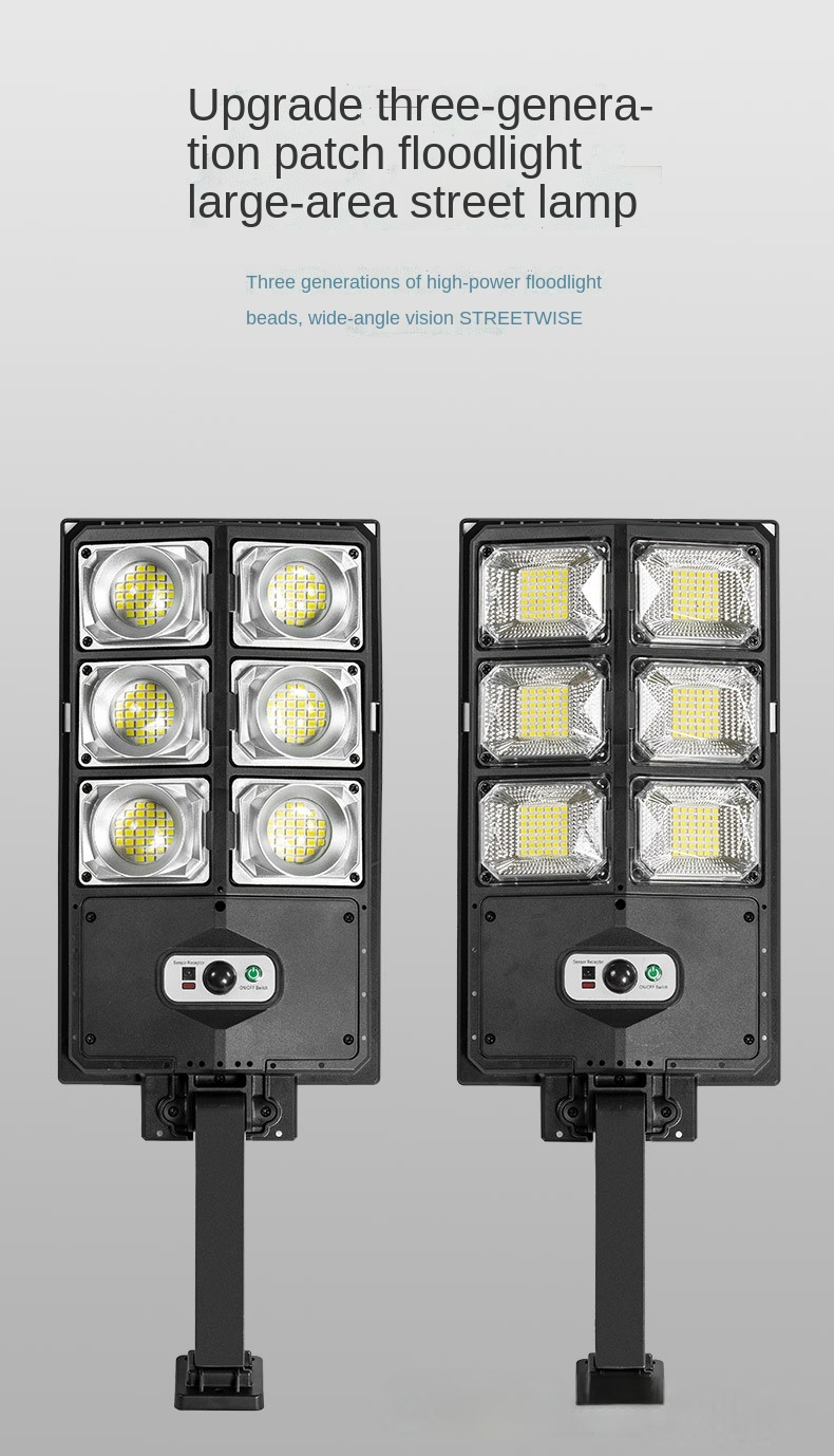 All In One Solar Street Light with 2835 SMD LEDs 18650 Lithium Battery and No Wiring for Easy Installation