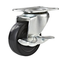 2" threaded stem industry rubber caster with side brake, 2" rubber caster brake