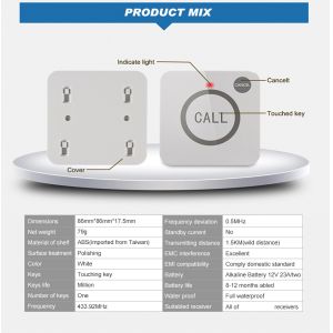 guest call waiter device fully waterproof hotel call bell