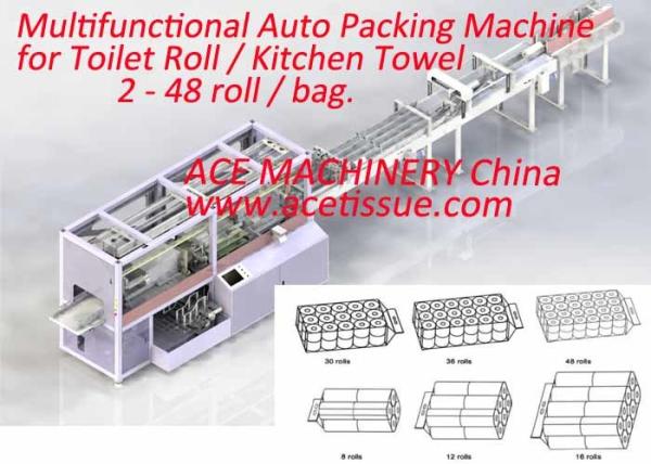 Quality multipurpose Easy Maintenance Toilet Tissue Paper Packing Machine with Servo Motor Control 2-48 roll per bag for sale