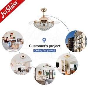 Controlling Mode WIFI Crystal LED Ceiling Fan Light with Hidden Blades and Wall