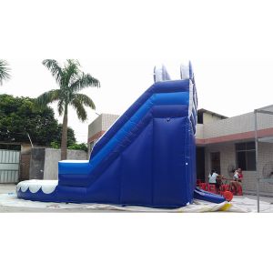 Small Wavy Commercial Grade Inflatable Water Slide For Resident