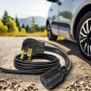 Blue 4 Prong 50 to 30 Amp NEMA L14-30P Locking Male Plug to NEMA 14-50R Female