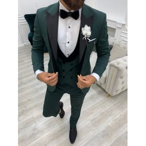 Buy cheap Infinite Green Slim Fit Velvet Mens Peak Lapel Tuxedo from wholesalers