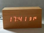 LED wood clock with voice control, touch function and snooze