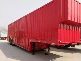 Fuwa Axle Car Transport Semi Trailer With Iron Side Protection And Tarpaulin