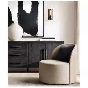 Medieval Style Walnut Console Table Roller Shutter Door Cabinet