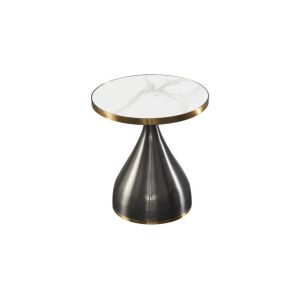 Ethereal Oasis Nordic Side Table , Stainless Steel Marble Ceramic Coffee Table