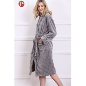 China Luxury Flannel Fleece Robe Long Sleeve Nightwear Heated Bathrobe Nightdress Nightgrown on sale