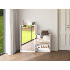 5-Flip drawers mirror shoe cabinet large storage shoe organizer for entryway