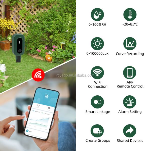 Tuya ZigBee 3.0 Wireless Soil Sensor with 3-in-1 Detection for Moisture Temperature Light and IP67 Waterproof Rating