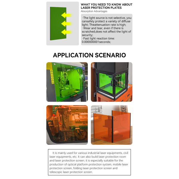 Size 360*400*3mm Customized Laser Protector Laser Protective Window 532 Eye Laser Protection Sheet Plate