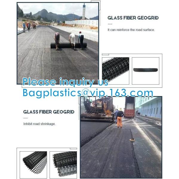 Fiber Geogrid For Road Building Construction Fiberglass Biaxial Geogrid With Nonwoven Geotextile Soil Stabilization