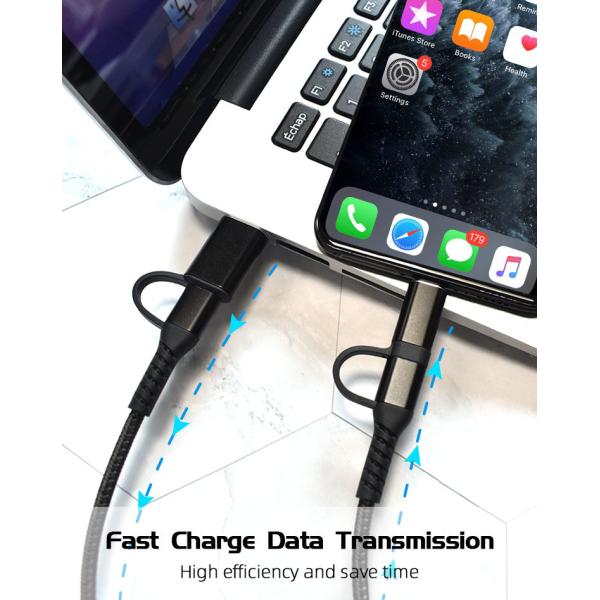 OD3.5mm Tangle Free USB Lightning Cable Type C Micro Cable PD 60W