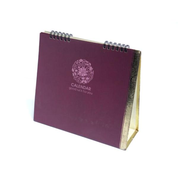 Glossy lamination on the cover, gold hot stamping Customized Calendar Printing