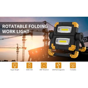 USB Portable LED Work Light Stand 700lm 20W Rechargeable Folding