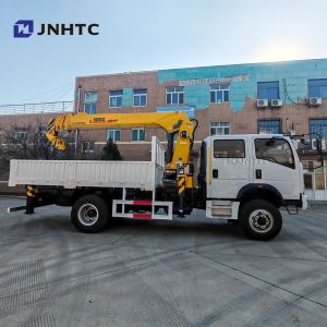 Howo Mini 4*4 6 Wheeler Double Row Cab Cargo Truck With Telescopic Boom Crane