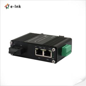 Mini Industrial 1-Port 100Base-FX to 2-Port 10/100Base-T 90W PoE++ Media