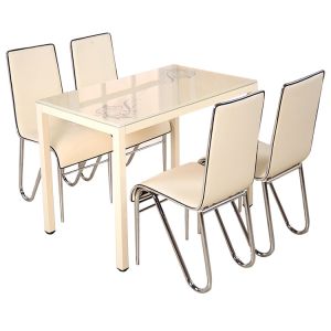 China Rectangular Glass Top Dining Table Set 4 Chairs With Stambled Table Foot on sale China Rectangular Glass Top Dining Table Set 4 Chairs With Stambled Table Foot on sale