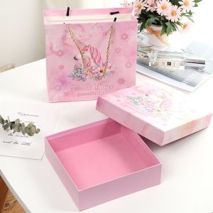 Unicorn Design Paper Cookie Boxes Biodegradable Material With Customized