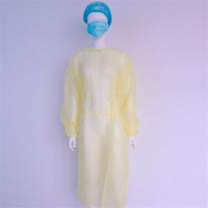 Unisex PP PE Yellow Disposable Protective Gowns Waterproof Fluid Resistant