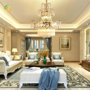 Voltage 85V-265V Golden Crystal Chandelier LED Decorative Lamp For Hotel