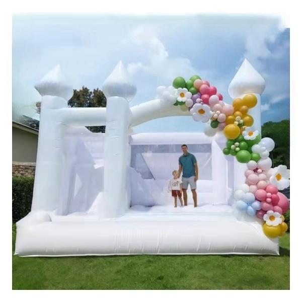 Custom White Inflatable Bounce Castle Party Pink Wedding Bouncer House And Slide