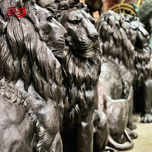 Custom Print Method Life-Size Bronze Lion Sculpture for Large Spaces and Custom