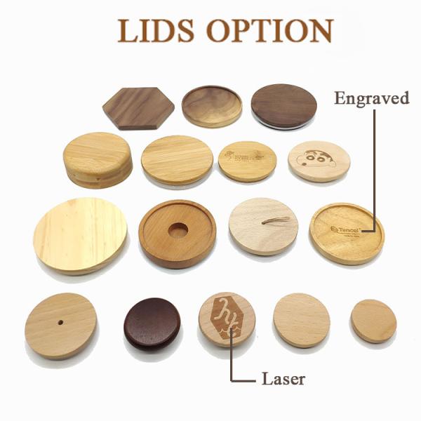 Reusable Bamboo Jar Lids with Straw Hole 70mm Bamboo Drinking Storage Lid Caps