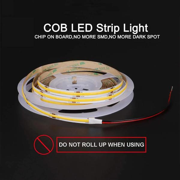 24VDC 12VDC 8mm 504pcs Flexible COB LED Strip Waterproof IP67 Dotfree