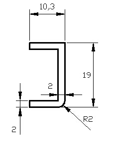 External Dimensions 54mm x 51mm Solid Brass Channel Copper U Channel