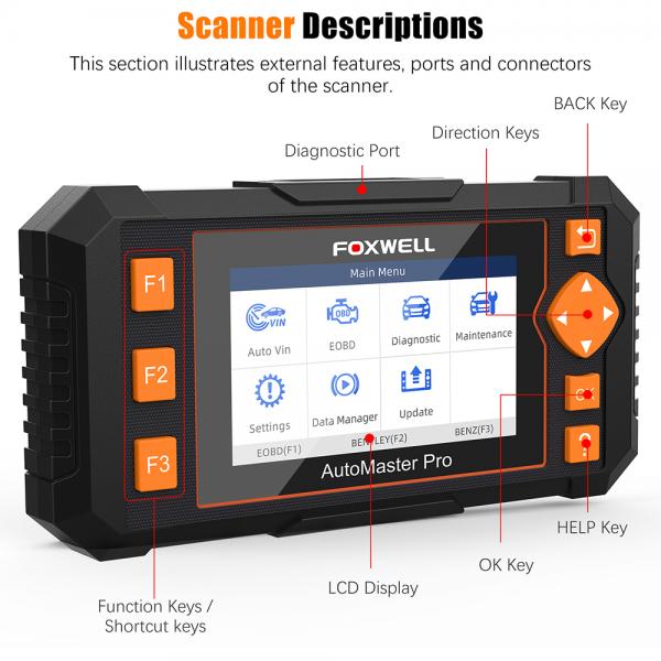 Foxwell NT634 OBD OBD2 Scanner Engine ABS SRS Transmission Scan Tool 11 Reset Functions OBD 2 Code Reader Car Diagnostic