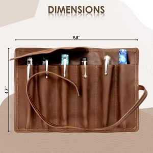 Fountain Pen Case Features Sturdy Strap, Fold-over Flap – Roll up Pouch Holds 6