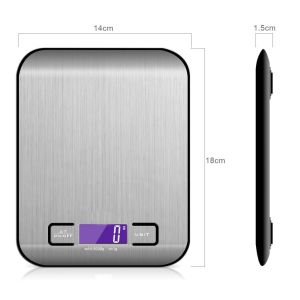 Stainless Steel Kitchen Scale 5kg/1g Capacity Digital Display Multifunctional