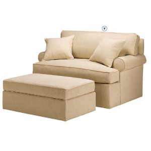 Wholesale Fabric Upholstered Double Chair And Ottoman With Back Cushion from china suppliers
