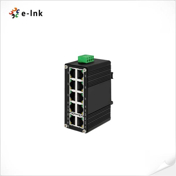 Mini Industrial Switch 8-Port 10/100/1000T 802.3at PoE + 2-Port 10/100/1000T