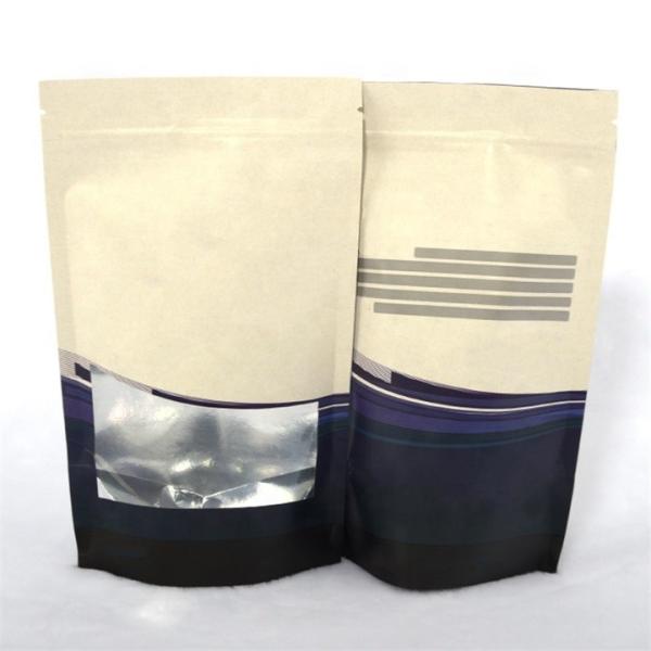 OEM Printed Biodegradable Coffee Bags Resealable Kraft Paper Bags With Window