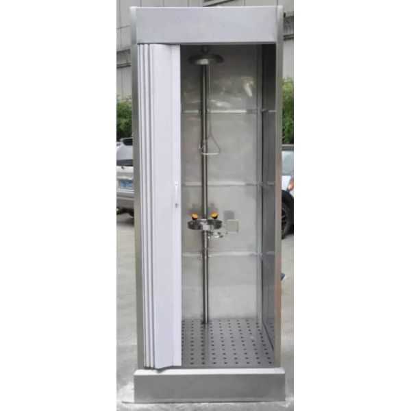 Quality Custom Enclosed Emergency Shower and Eye Wash with Stainless Steel Shower Head Activation Pull Handle Or Push Plate for sale