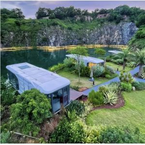 Aluminum Hollow Tempered Glass Doors and Windows Prefab House for Camping 2023